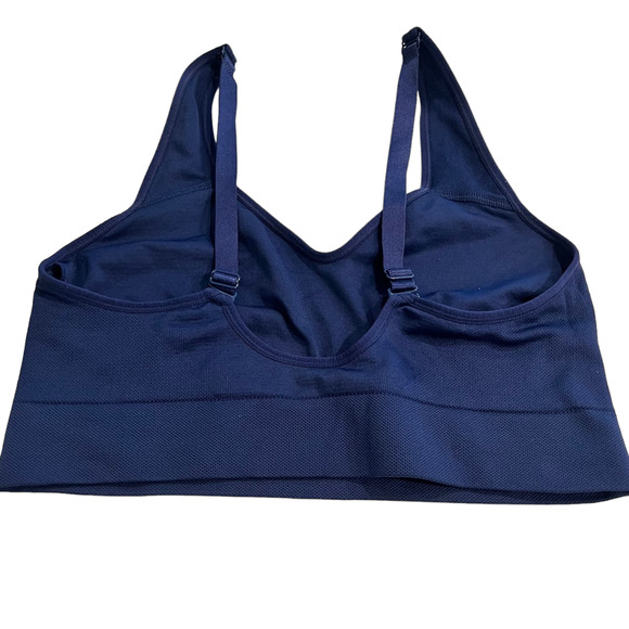 Puma Womens Sports T-Shirt Bra Size Large Navy Blue Adjustable Straps - Picture 3 of 4